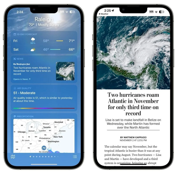 魏县苹果14维修分享iPhone 14手机如何看天气时顺带看新闻 
