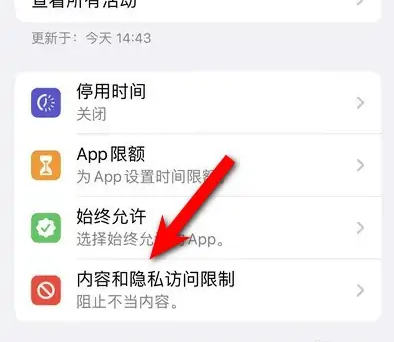 魏县苹果14维修分享iPhone 14内容和隐私访问限制开启方法 