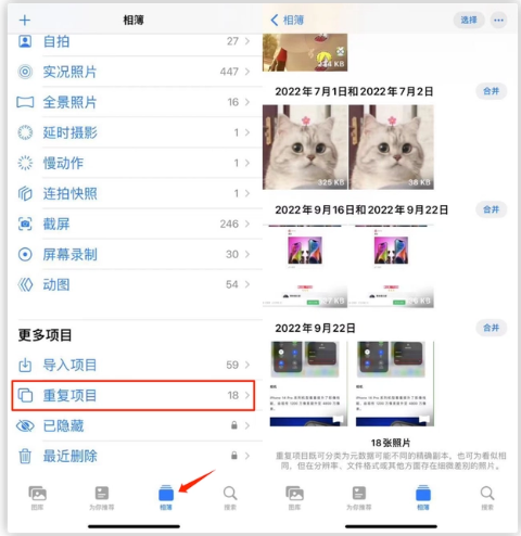 魏县苹果手机维修分享iOS 16 中相册重复项目功能使用方法 