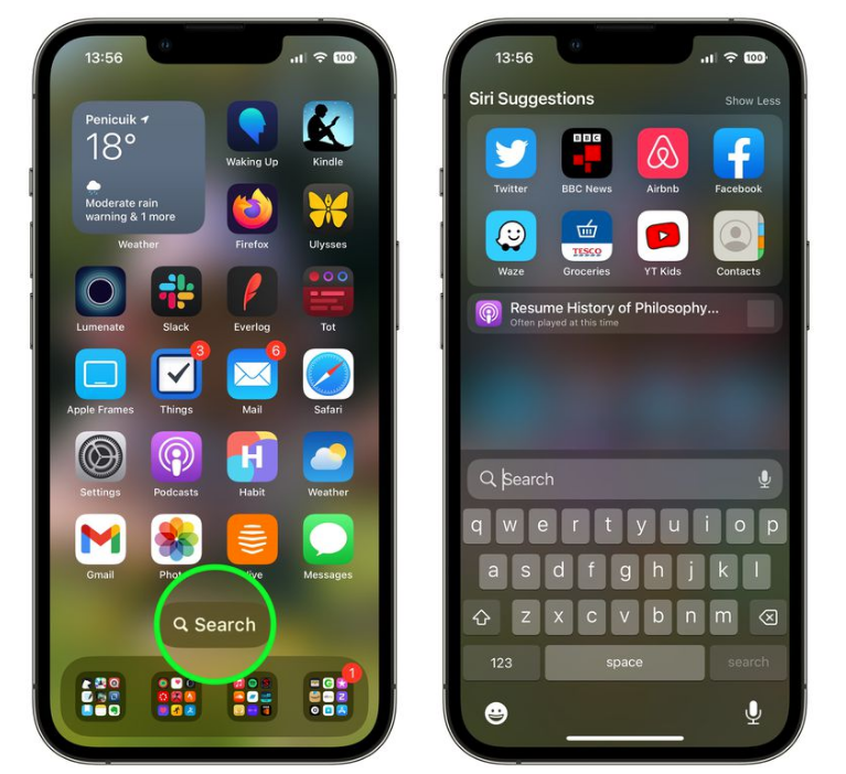 魏县苹果手机维修分享升级到 iOS 16 后，如何删除主屏幕上的搜索按钮 